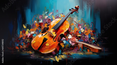 Musical instrument violin painting
