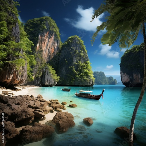 Paisaje id?lico de playas y costas de Tailandia.Islas y mar de Phuket. Viajes de aventura y ensue?+/-o photo