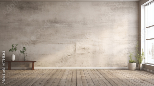 Empty room with concrete wall interior mockup background