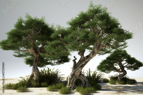3D juniperus communis tree. Generative AI photo