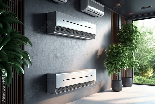 Use of various indoor units in a multisystem air conditioner. 3d rendering. Generative AI photo