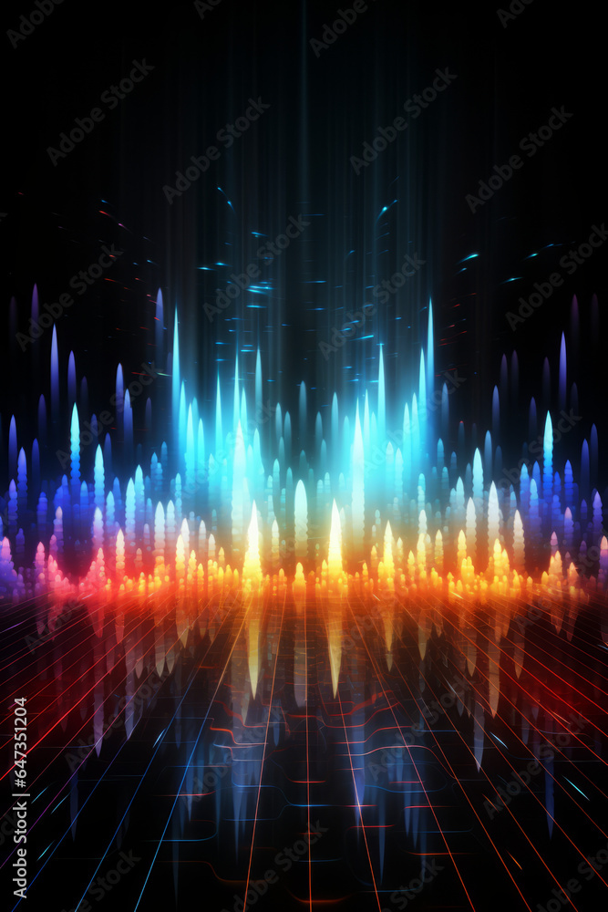 Music inspired graphic equalizer background, wave effects, with dark background Music inspired graphic equalizer background, wave effects, with dark background