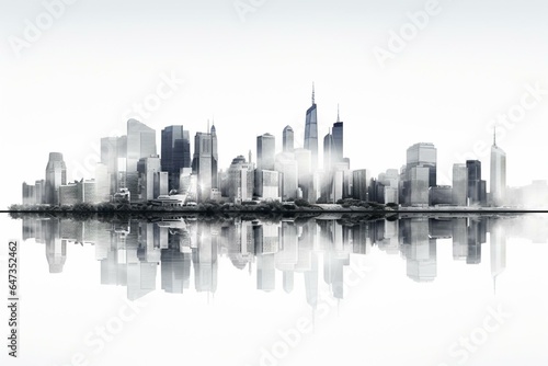 Cityscape on white background, modern urban environment. Generative AI
