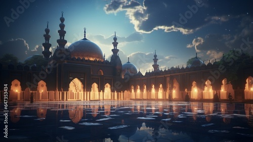 an image that captures the tranquil and elegant essence of Sultan Hassan's Mosque-Madrasa at twilight © Wajid