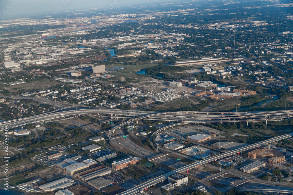 Aerial view of Houston Texas - Bird eye view of the city in the USA. 