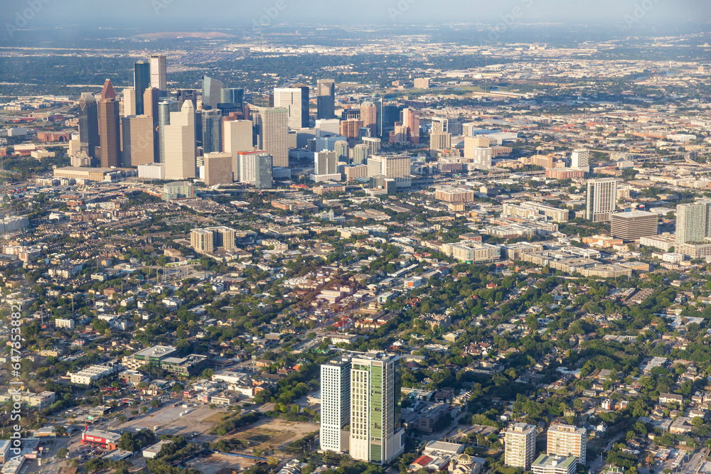 Fototapeta premium Aerial view of Houston Texas - Bird eye view of the city in the USA. 
