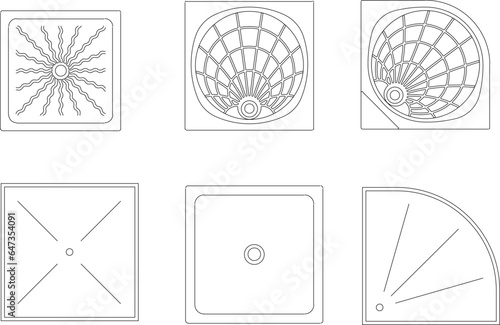 Vector sketch illustration of bathroom sink monoblock design for completeness of architectural drawings