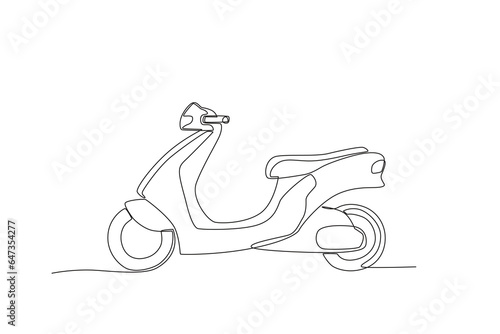 A moped transport. Motorcycle one-line drawing