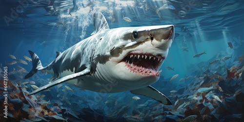 Shark underwater close-up. Generative AI