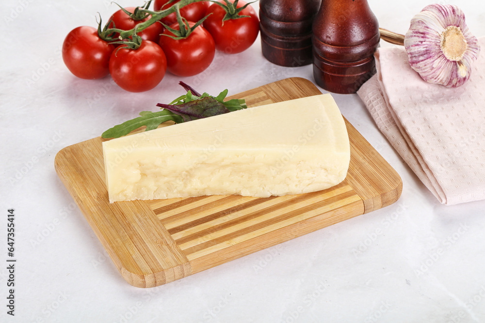 Piece Italian hard parmesan cheese Piece Italian hard parmesan cheese