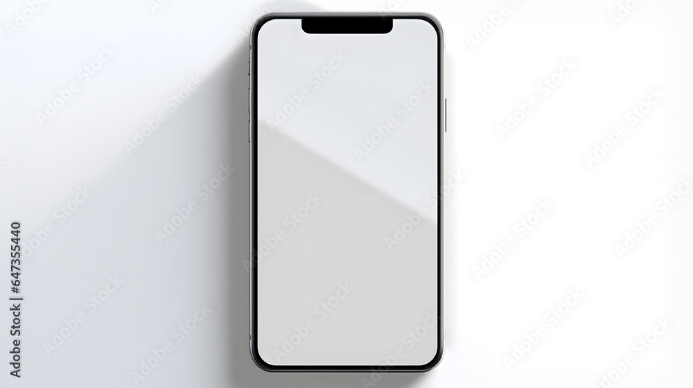 A blank smartphone on a white background A blank smartphone on a white background