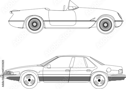 Vector sketch illustration of the design of a high-priced well-known brand of racing sports car