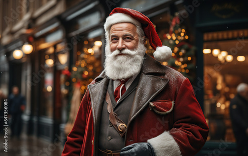Santa Claus in a vintage europe style department store oldies during Christmas season
