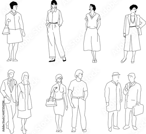 Vector sketch illustration design of people doing various activities to complete the image