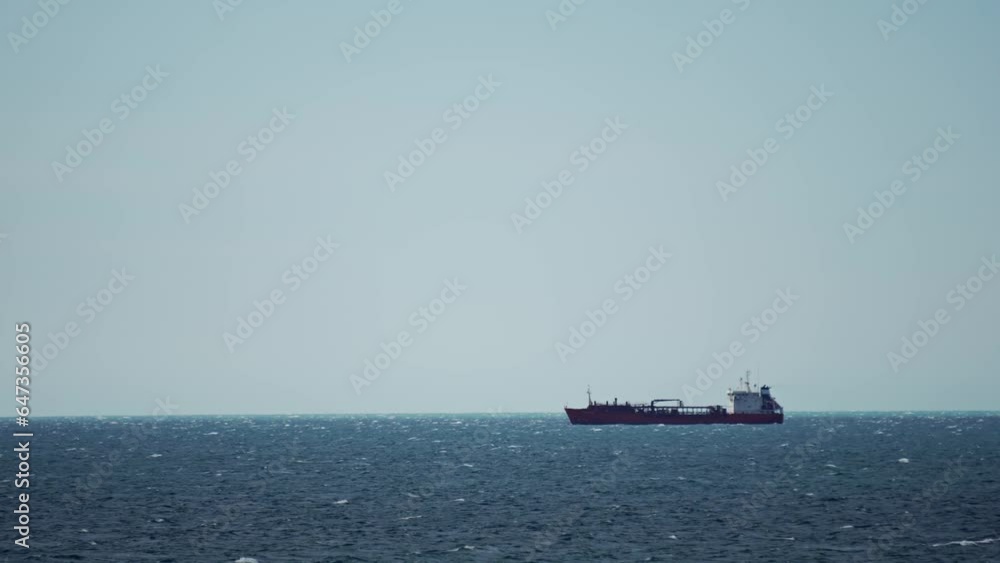 Oil tanker cargo ship sail on sea horizon Oil tanker cargo ship sail on sea horizon
