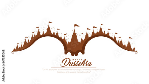 Happy Dussehra.Illustration of Lord Rama. Illustration of Bow and Arrow. photo