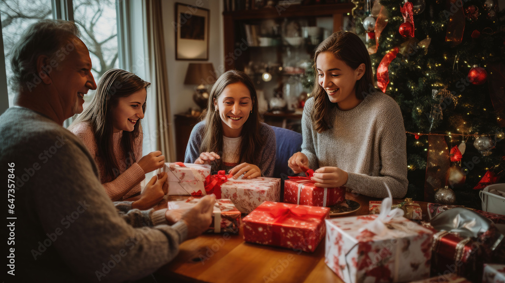 family celebrating christmas Generative Ai family celebrating christmas Generative Ai