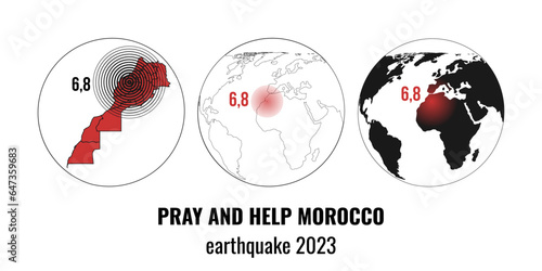 Morocco earthquake. Major earthquake in Morocco on September 9 2023. A map of Morocco. Vector illustration