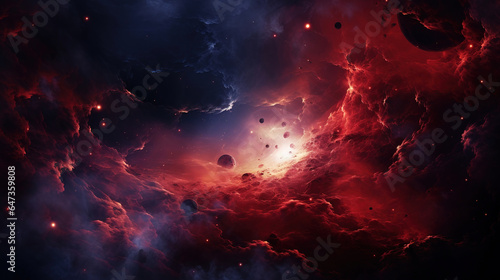 space backgroung, galaxy, red, generative ai  © vvalentine
