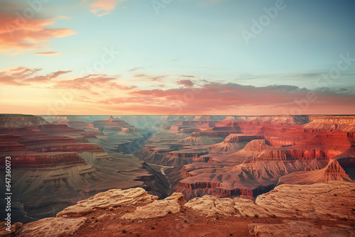 view of canyon at sunset, generative ai  © vvalentine