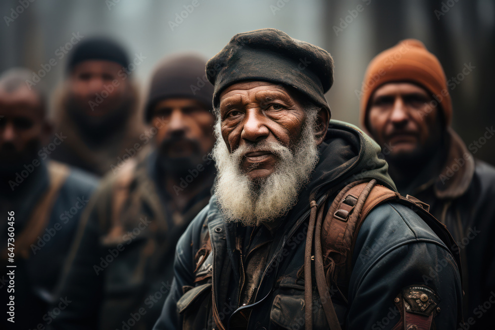 Fototapeta premium Veterans from different eras standing side by side, honoring their service on Veterans Day. Generative Ai.