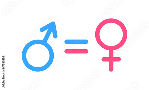 The concept of gender equality. Male and female symbols.