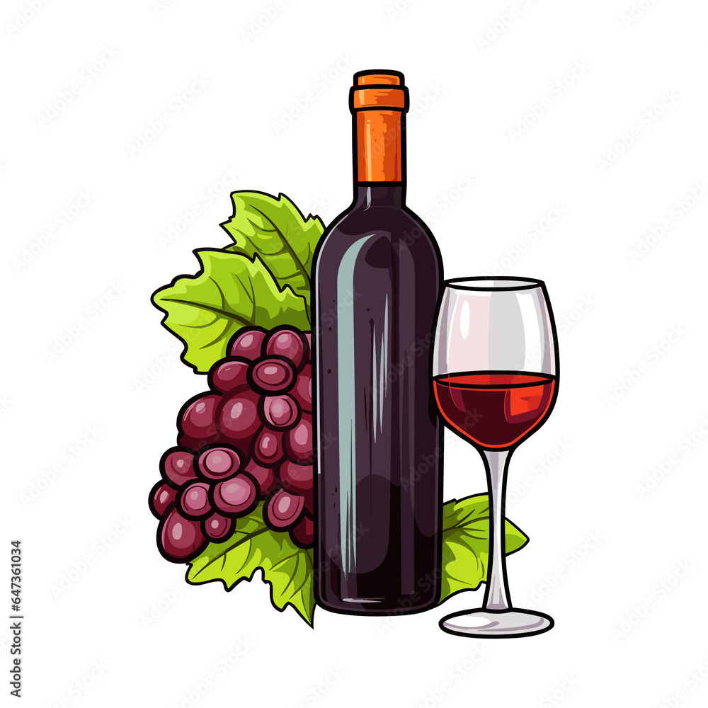 Fototapeta premium Wine bottle with glass and grapes