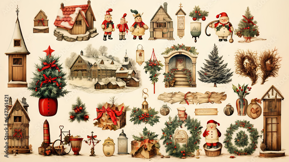 Christmas elements for illustrators and stickers Christmas elements for illustrators and stickers
