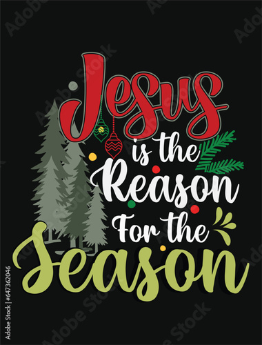 Jesus is the reason in the season christmas day T-shirt design vector are design merry santa 