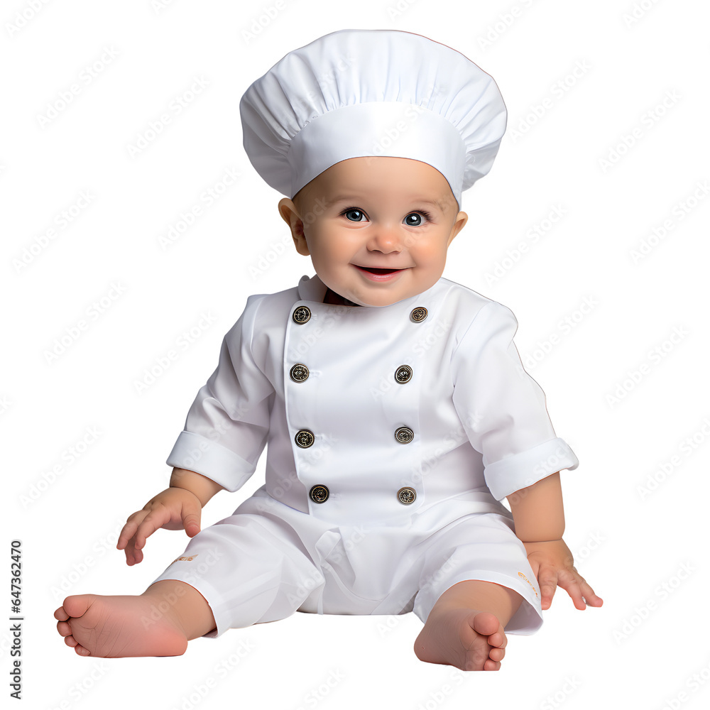Baby Boy in Chef's Outfit on Transparent Background Baby Boy in Chef's Outfit on Transparent Background