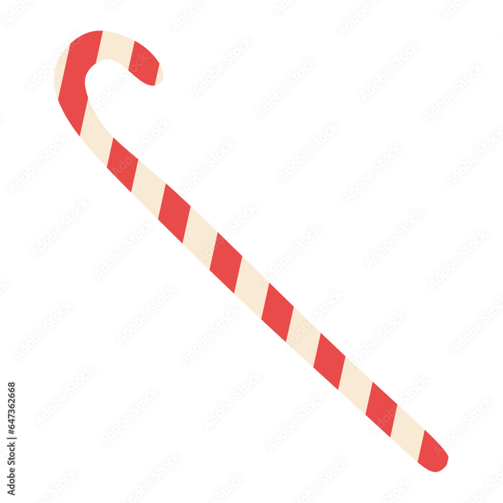 Candy cane icon. Flat vector illustration. Red and white Christmas candy for decoration. Winter holiday element isolated on white background. Sweet lollipop for logo, decor, poster, design art. Candy cane icon. Flat vector illustration. Red and white Christmas candy for decoration. Winter holiday element isolated on white background. Sweet lollipop for logo, decor, poster, design art.