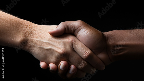 Business shake hand in black background  photo