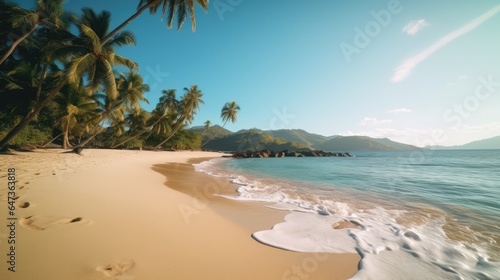 Beautiful beach view, Palm tree island sand beach