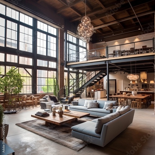 a modern urban loft with industrial elements and an open floor plan