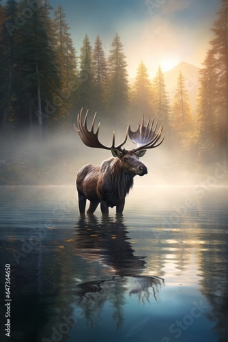 Majestic Moose in the Wild - AI Generated © AnimalAI