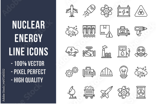 Nuclear Energy Line Icons