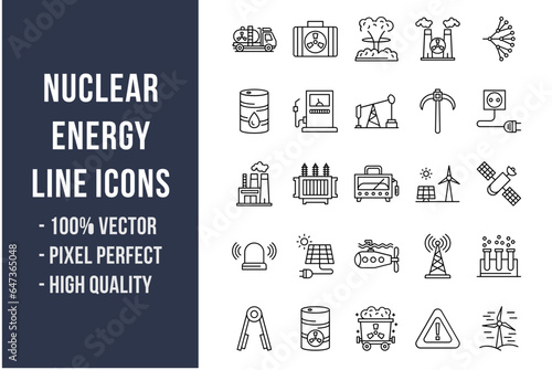 Nuclear Energy Line Icons