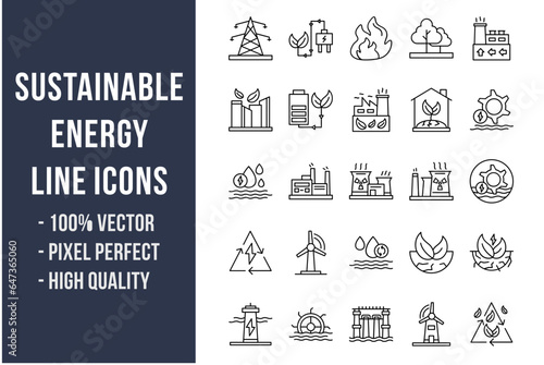 Sustainable Energy Line Icons