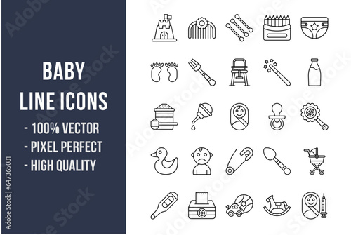 Baby Line Icons