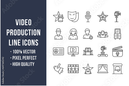 Video Production Line Icons