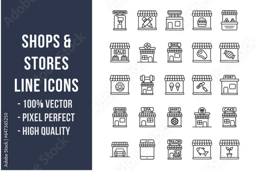 Shops and Stores Line Icons