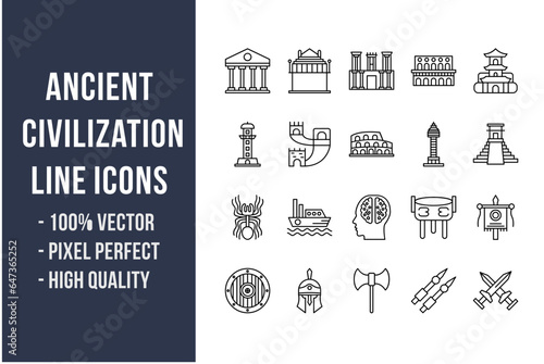 Ancient Civilization Line Icons