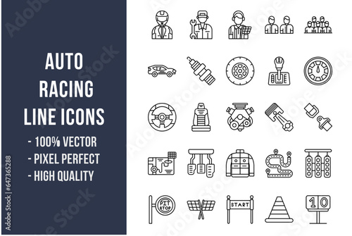 Auto Racing Line Icons