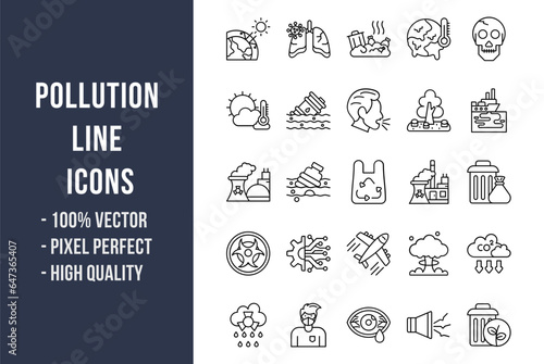Pollution Line Icons