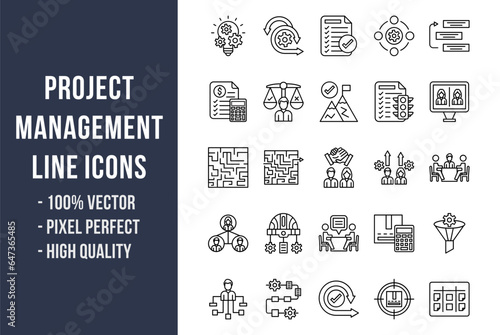 Project Management Line Icons