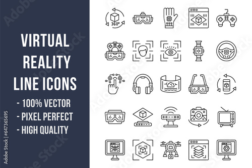 Virtual Reality Line Icons