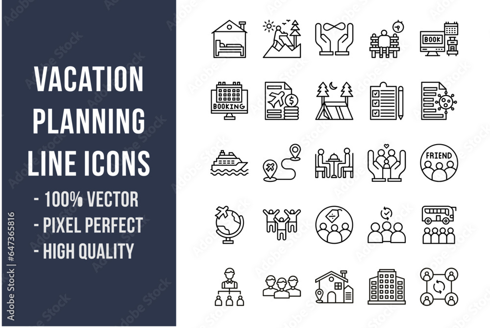 Vacation Planning Line Icons