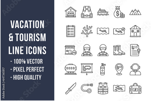 Vacation and Tourism Line Icons