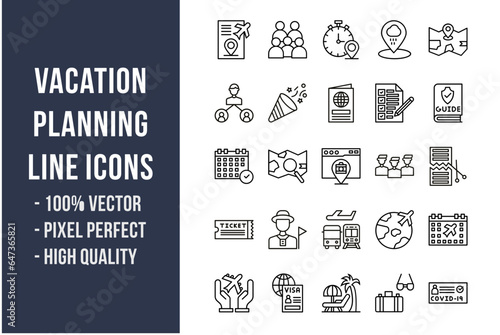 Vacation Planning Line Icons
