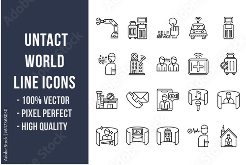 Untact World Line Icons
